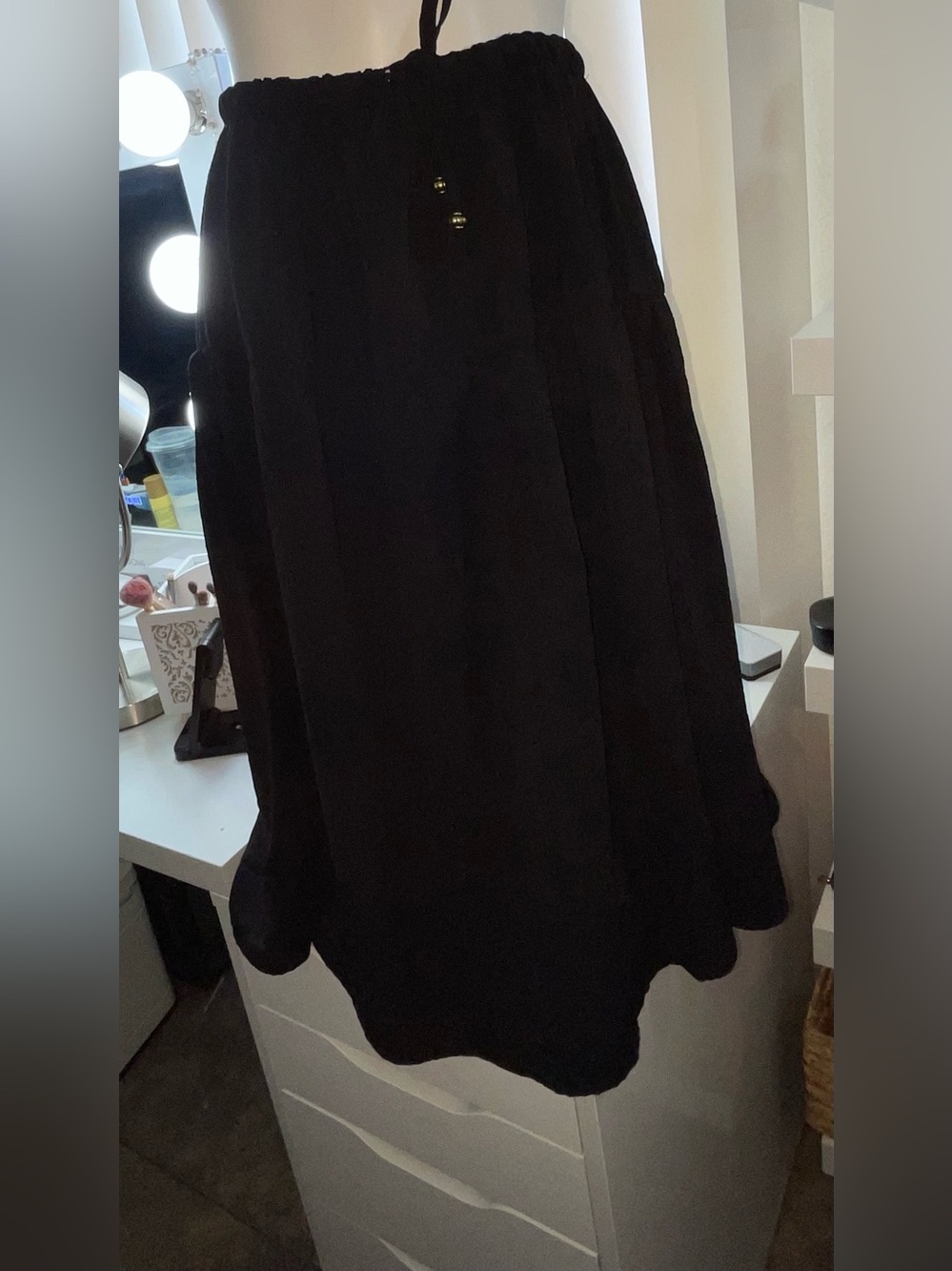 bobeau Black A-Line Skirt with Gentle Ruching